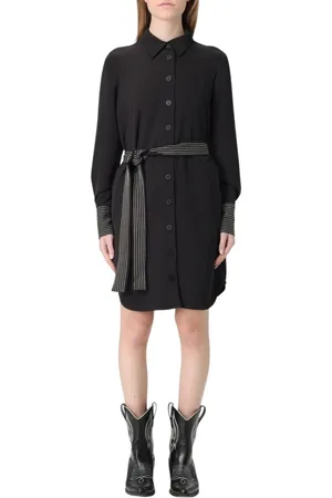 Twin-Set Kleedjes, Dames, Zwart, XL, Zwarte Mini Jurk met Riem
