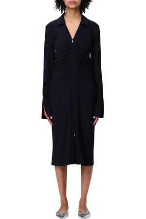 Patrizia Pepe Kleedjes, Dames, Zwart, S, Zwart Zip-Front Midi Jurk