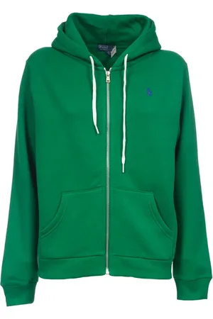 Ralph Lauren Sweatshirts & Hoodies, Dames, Groen, L, Katoen, Zip Hoodie Sweatshirt met Iconisch Logo