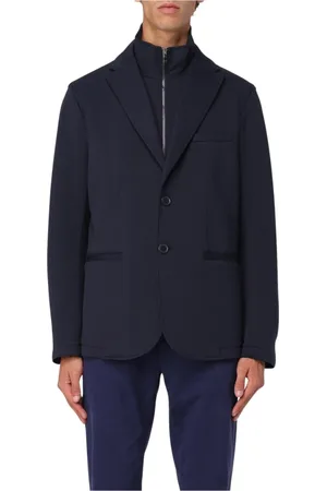 Armani Exchange Jassen, Heren, Blauw, S, Blauwe Neopreen Blazer Jas