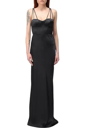Pinko Kleedjes, Dames, Zwart, M, Elegante Zwarte Maxi Jurk