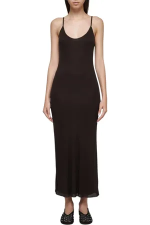Khaite Kleedjes, Dames, Bruin, S, Rayon, Bruine Rib Gebreide Maxi Jurk