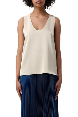 Patrizia Pepe Tops, Dames, , XL, Zilveren V-hals Blouse