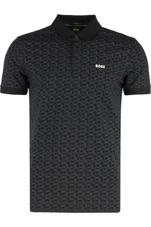 HUGO BOSS Tops, Heren, Zwart, XS, Katoen, Geribbelde randen katoenen poloshirt