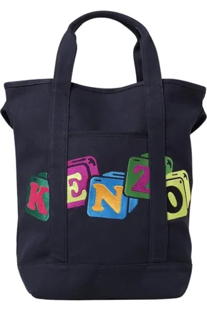 Kenzo Tassen, Dames, Blauw, ONE Size, Geborduurde canvas tote tas