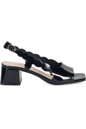 SANGIORGIO Schoenen, Dames, Zwart, 37 EU, Leer, Zwarte Leren Blokhak Sandalen