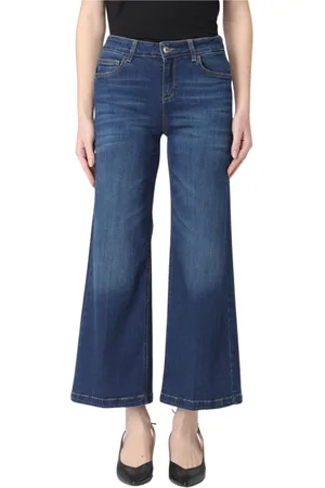Liu Jo Jeans, Dames, Blauw, W27, Katoen, Stijlvolle High Waist Wide Leg Jeans