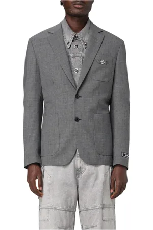 VERSACE Jassen, Heren, Grijs, M, Stijlvolle Geruite Blazer voor Mannen