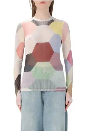 J.W.Anderson Truien, Dames, Veelkleurig, M, Kleurrijke Patchwork Mesh Top