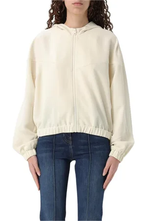Twin-Set Sweatshirts & Hoodies, Dames, Wit, M, Zwarte Hooded Zip-Up Jas