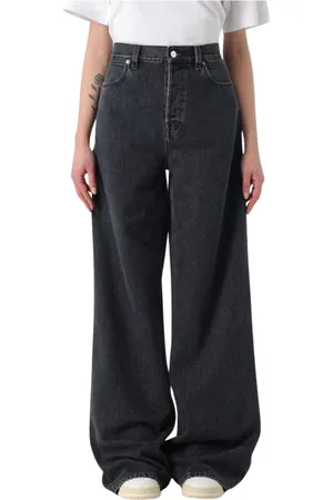 Gucci Jeans, Dames, Zwart, W26, Katoen, Zwarte Wijde Pijp Broek