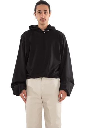 HELIOT EMIL Sweatshirts & Hoodies, Heren, Zwart, S, Gathered Hem Hoodie in Zwart