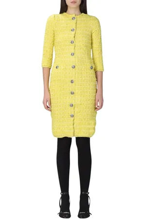 Balenciaga Kleedjes, Dames, Geel, M, Tweed, Gele Tweed Gebreide Jurk