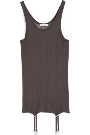 LEMAIRE Tops, Dames, Bruin, M, Geribbelde Tanktop
