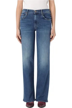 Mother Jeans, Dames, Blauw, W24, Blauwe Straight-Leg Jeans voor Vrouwen