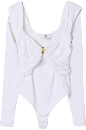 Elisabetta Franchi Tops, Heren, , L, Ivory Draped Top