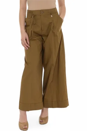 Liu Jo Broeken, Dames, Groen, S, Katoen, Hoge Taille Cropped Broek met Zakken