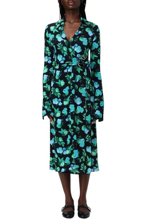 COPERNI Kleedjes, Dames, Veelkleurig, S, Bloemen Wikkel Midi Jurk