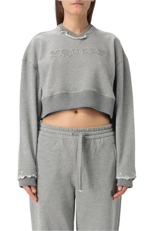 Alexander McQueen Sweatshirts & Hoodies, Dames, Grijs, XS, Katoen, Grijze Logo Sweatshirt voor Vrouwen