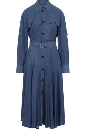 Bottega Veneta Kleedjes, Dames, Blauw, S, Linnen, Blauwe Elegante Jurk Dameskleding