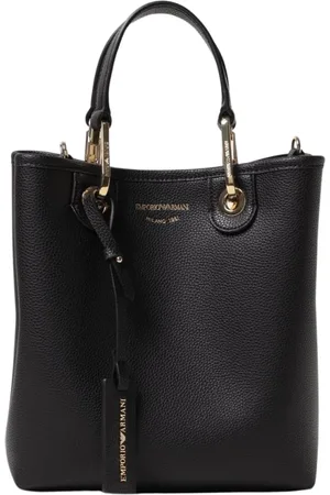 Emporio Armani Tassen, Dames, Zwart, ONE Size, Leer, Zwarte leren schoudertas