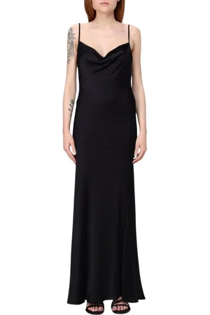 Twin-Set Kleedjes, Dames, Zwart, M, Elegante Zwarte Kant Midi Jurk