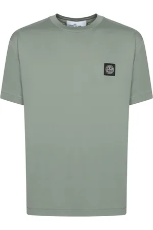Stone Island Tops, Heren, Groen, M, Katoen, Iconisch Logo Salie Groen T-shirt