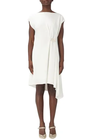 Liu Jo Kleedjes, Dames, Wit, S, Polyester, Elegante Witte Jurk met Ringdetail