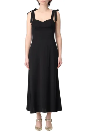 Armani Exchange Kleedjes, Dames, Zwart, M, Groene Midi Jurk met Strikbandjes