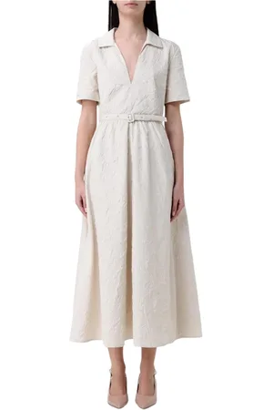 add Kleedjes, Dames, , S, Boter Textured Midi Jurk met Riem