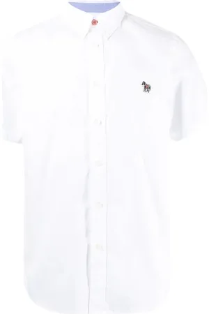 Paul Smith Overhemden, Heren, Wit, S, Katoen, Geborduurd Logo Katoenen Shirt