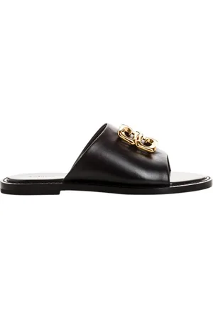 Givenchy Schoenen, Dames, Zwart, 36 EU, Leer, Minimalistische 4G Logo Leren Sandalen