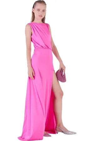 Silvian Heach Kleedjes, Dames, Roze, XS, Polyester, Lange jurk met zijsplit