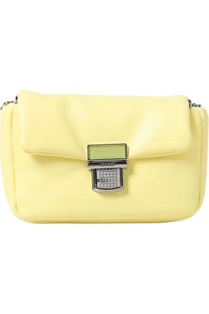 Msgm Tassen, Dames, Geel, ONE Size, Leer, Gele Flap Crossbody Tas