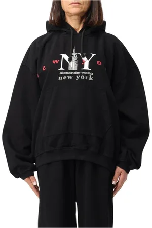 Alexander Wang Sweatshirts & Hoodies, Dames, Zwart, S, Katoen, Zwarte Grafische Hoodie Sweatshirt
