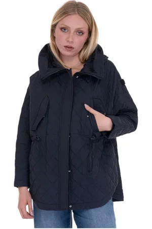 Peuterey Jassen, Dames, Blauw, 2Xs, Polyester, Gewatteerde Parka Jas met Trekkoord Taille
