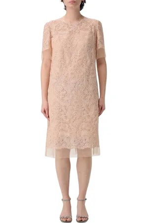 ERMANNO SCERVINO Kleedjes, Dames, , S, Tule, Elegante Kanten Jurk Korte Mouwen