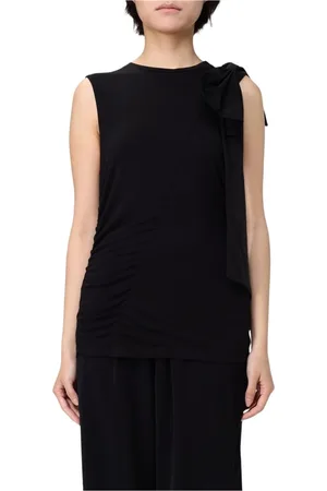 Liu Jo Tops, Dames, Zwart, XS, Mouwloze Strik Accent Top
