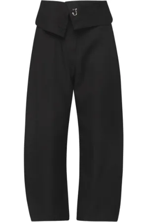 J.W.Anderson Broeken, Dames, Zwart, 2Xs, Katoen, Fold Over Broek