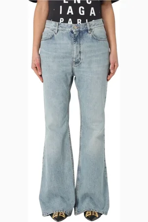 Balenciaga Jeans, Dames, Blauw, S, Katoen, Hoge Taille Flare Jeans Licht Wassen