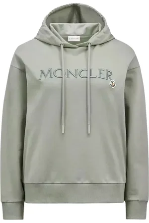 Moncler Sweatshirts & Hoodies, Dames, Groen, S, Katoen, Groene Logo Hoodie