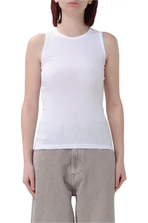 ARIES Tops, Dames, Wit, S, Katoen, Witte Geribbelde Tanktop