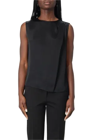 Twin-Set Tops, Dames, Zwart, M, Zwarte Zijden Mouwloze Top