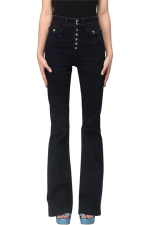 VERSACE Jeans, Dames, Zwart, W26, Flare Button Fly High-Waisted Jeans