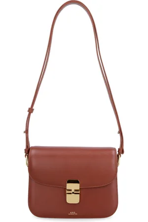 A.P.C. Tassen, Dames, Bruin, ONE Size, Katoen, Leren Crossbody Tas met Sluiting