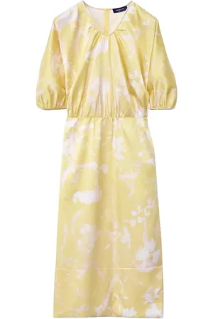 Fabiana Filippi Kleedjes, Dames, Geel, S, Gele Bloemen Midi Jurk
