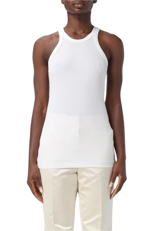 Sportmax Tops, Dames, Wit, S, Elegante Geribbelde Tanktop