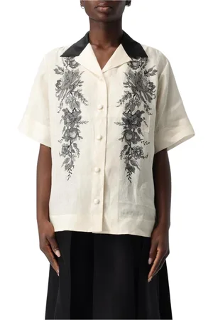 ZIMMERMANN Blouses & Shirts, Dames, , S, Linnen, Geborduurde Linnen Overhemd