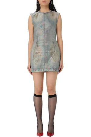 Acne Studios Kleedjes, Dames, Blauw, L, Denim, Stijlvolle Mouwloze Denim Jurk