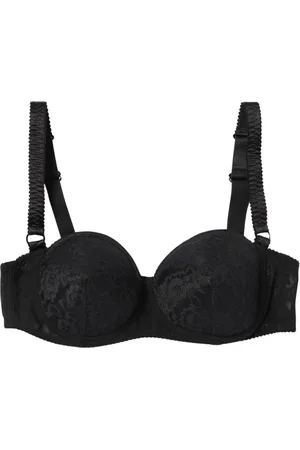 Dolce & Gabbana Ondergoed, Dames, Zwart, M, Satijn, Zwarte Kant Strapless Elegante Beha
